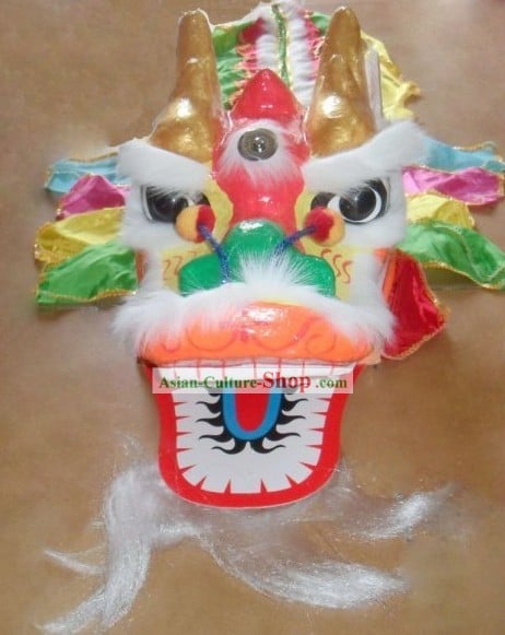 One Person White Fur Dragon Dance Costume for Kids