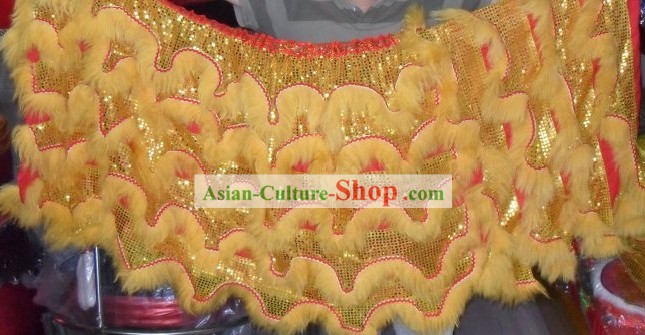 Light Yellow Wool Lion Dance Body Tail and Pants Set