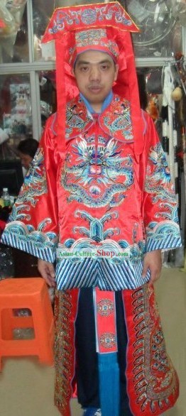 Chinese Beijing Opera Dragon Costume and Hat for Men