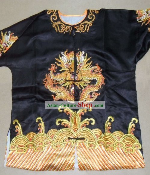 Chinese Beijing Opera Black Dragon Costume and Hat for Men