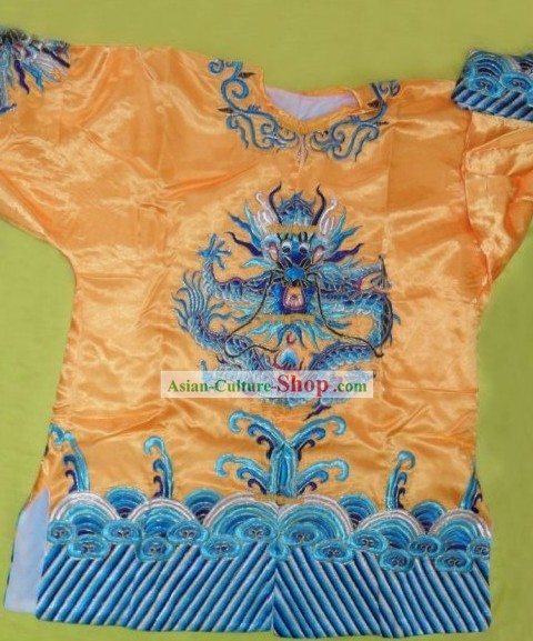Chinese Beijing Opera Yellow Dragon Costume and Hat for Men
