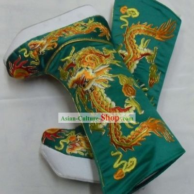 Ancient Chinese Emperor Embroidered Dragon Boots