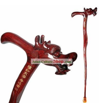 Chinese Classic Handmade Rose Wood Dragon Stick