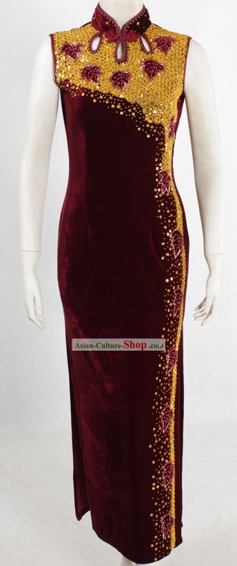 Traditional Chinese Old Style Velvet Cheongsam