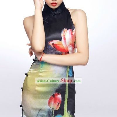 Traditional Chinese Silk Lotus Cheongsam