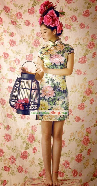 Traditional Chinese New Year Mandarin Flower Cheongsam
