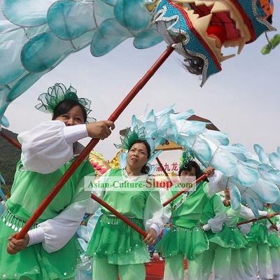Traditional Blue Lotus Dragon Dance Costume Complete Set