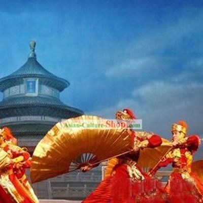 Large Chinese Gold Tai Chi Fan