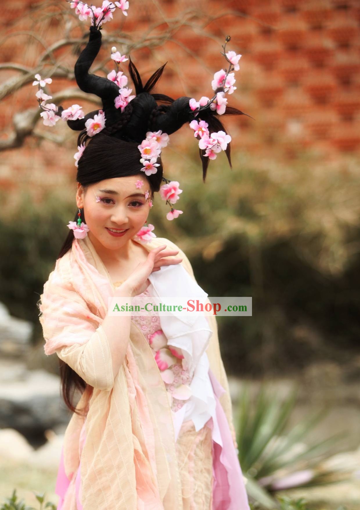 Plum Blossom Hair Decoration and Wig Set
