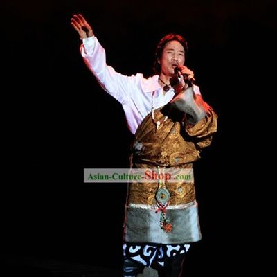 Chinese Tibetan Clothing and Hat Set for Men