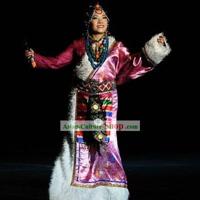 Chinese Tibetan Singer Clothing and Hat Set