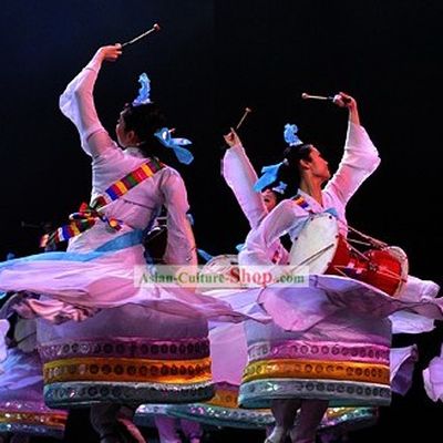 Traditional Chinese Chaoxian Ethnic Minority Dance Costumes Set