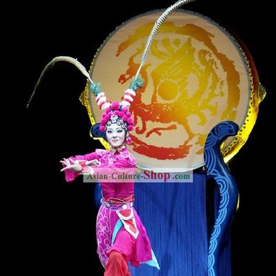 Chinese Peking Opera Dance Costume and Long Feather Hat for Women