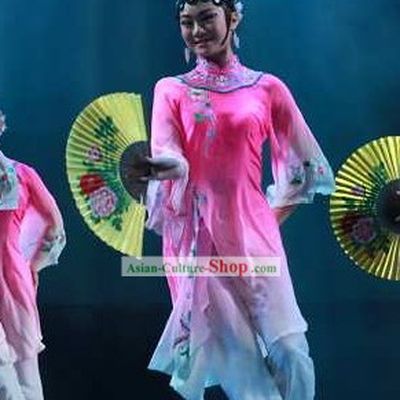 Chinese Classical Fan Dancing Costumes Set for Women