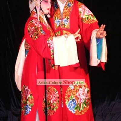 Peking Opera Wedding Dress 2 Sets for Bride and Bridegroom