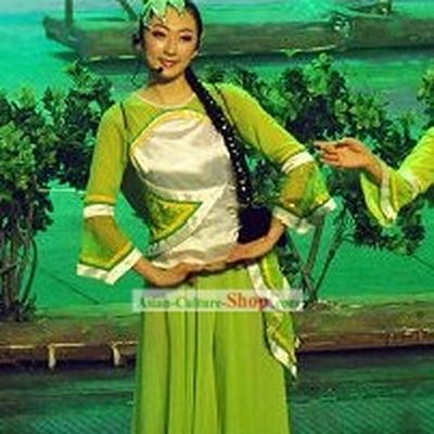 Chinese Folk Dancing Costume and Hair Decoration Set