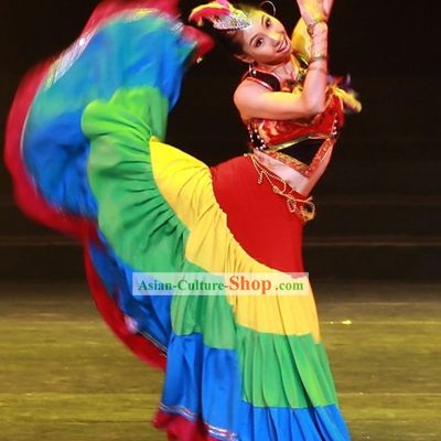Chinese Yi Ethnic Minority Dance Costume and Hat Set