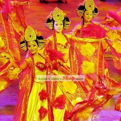 Chinese Imperial Palace Dancing Costume and Hat for Women