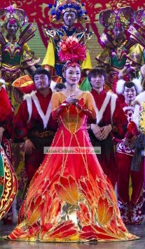 Chinese Stage Performance Accompany Dance Costume Set for Women