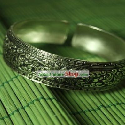 Miao Silver Lotus Bracelet for Women