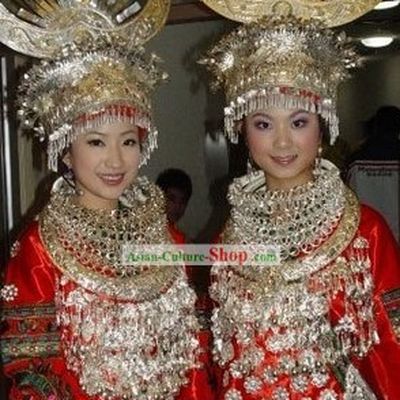 Supreme Miao Silver Hat, Horns and Large Necklaces Set