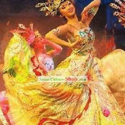 Chinese Peacock Dance Costumes and Hat Set