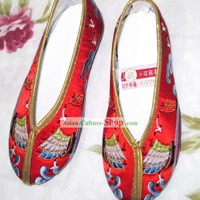 Chinese Red Hanfu Embroidery Shoes for Children