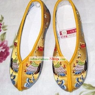 Chinese Yellow Hanfu Embroidery Shoes for Children