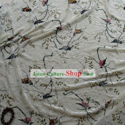 Traditional Chinese Bird Painting Silk Fabric