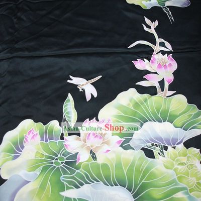 Traditional Chinese Hand Painted Lotus Silk Fabric