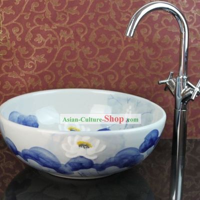 Chinese Classical Jingde Zhen Lotus Ceramic Basin