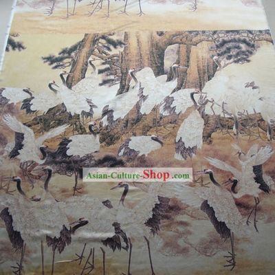 Traditional Chinese Palce Cranes Silk Fabric