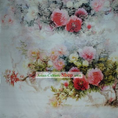 Traditional Chinese Silk Peony Fabric