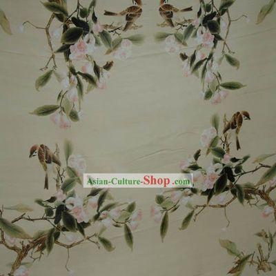 Traditional Chinese Birds and Flower Silk Fabric