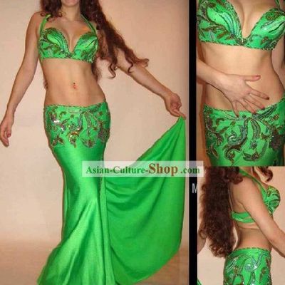 Top Green Belly Dance Costumes Complete Set for Women