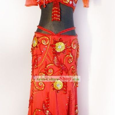 Top Red Belly Dance Costumes Complete Set for Women