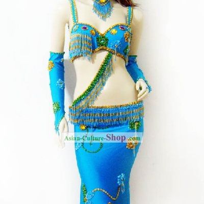 Supreme Blue Belly Dance Costumes Complete Set