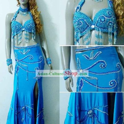 Top Blue Belly Dance Costumes Complete Set for Women