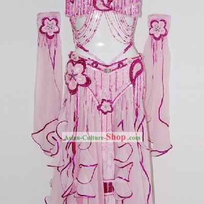Top Pink Flower Belly Dance Costumes Complete Set