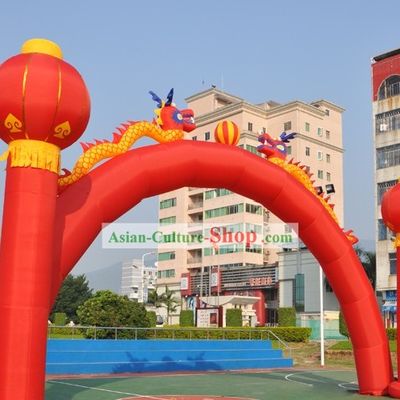 473 Inches Large Double Dragons and Lanterns Inflatable Arches