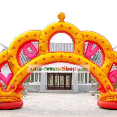 Large 315 Inches Golden Inflatable Emperor Crown Arch