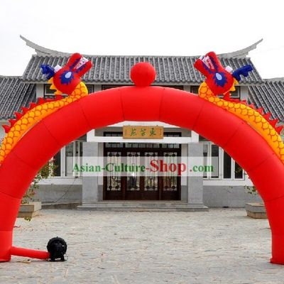 Chinese Inflatable Double Dragons Playing Ball
