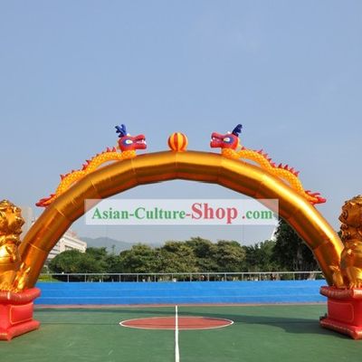 Large Chinese Inflatable Dragons Arches and Two Inflatable Lions Set