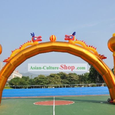 Large Golden Inflatable Araches with Dragons and Lanterns