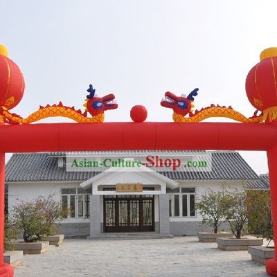 Large Yellow Inflatable Dragons and Lanterns