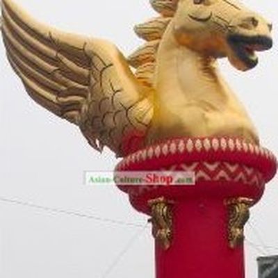 Traditional Large Inflatable Golden Horse Pillar