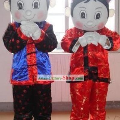 Chinese New Year Boy and Girl Mascot Costumes Complete Set