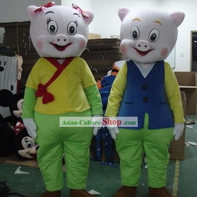 Chinese Sheng Xiao Zhu Year Male or Female Mascot Costumes Complete Set