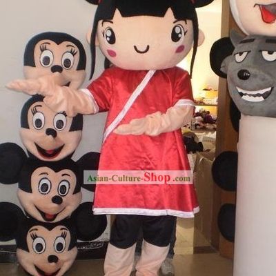 Chinese Girl Mascot Costumes Complete Set