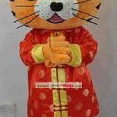 Chinese Tang Suit Tiger Mascot Costumes Complete Set
